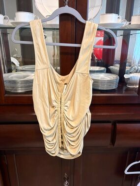 Free People Cream Ruched Front Tank Top